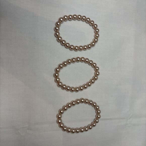 Pink Fresh Water Pearl Bracelet‎ Set of 3 Stretchy - Picture 2 of 7